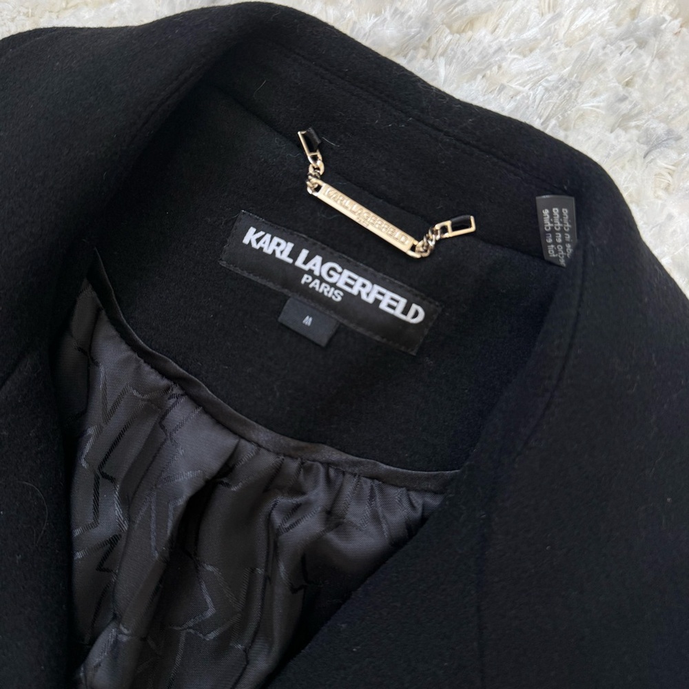 Karl Lagerfeld Black Asymmetrical Patch Pocket Coat Size M (NWOT)